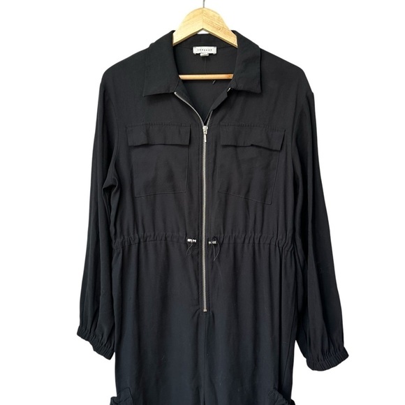 Topshop Cargo Wide-Leg Zip-Front Jumpsuit in Black, 8 - Picture 7 of 12